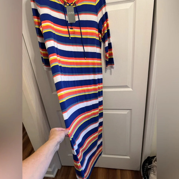 BRAND NEW Lauren Ralph Lauren's slim-fitting  midi dress size XL blue coral NWT - Picture 15 of 15